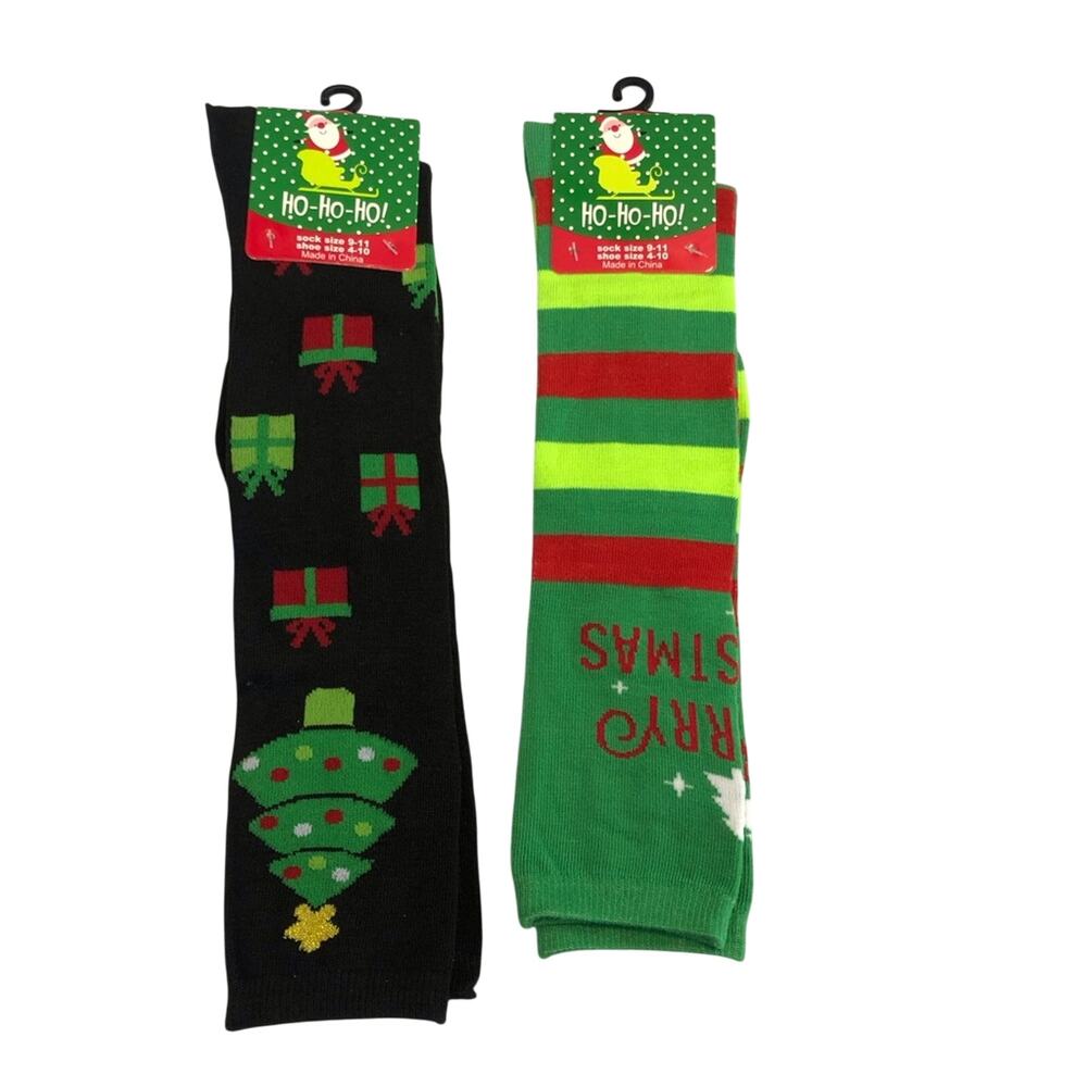 NWT Yacht and Smith 2 PR Christmas Socks Fun Novelty Holiday Green Red Black